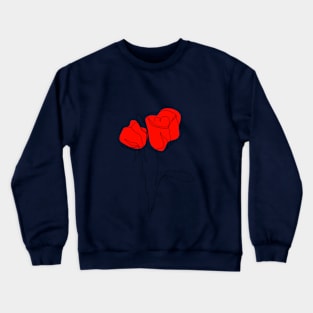 One line art drawing of 2 red roses Crewneck Sweatshirt